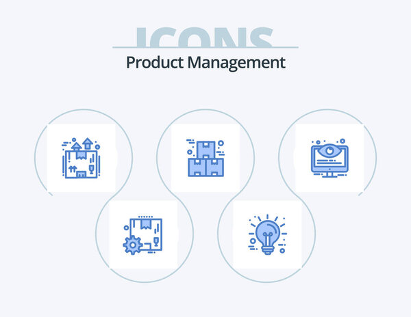 Управление продуктами Blue Icon Pack 5 Icon Design. производство. промышленности. коробка. промышленный. упаковка