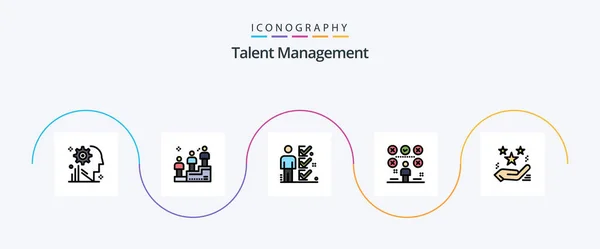 Talent Management Line Filled Flat Icon Pack Including User Paper — Stock Vector