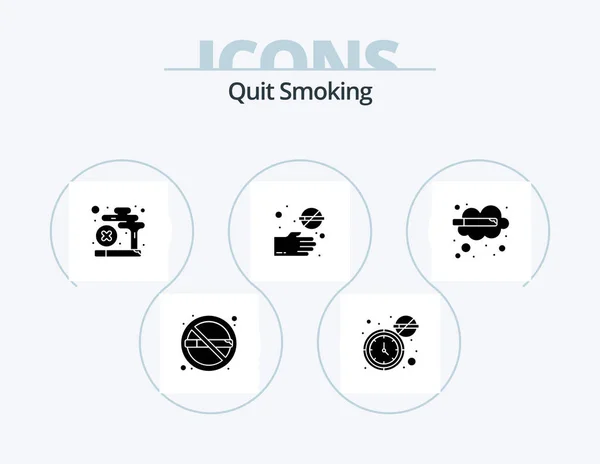 Beenden Sie Das Rauchen Mit Glyph Icon Pack Icon Design — Stockvektor