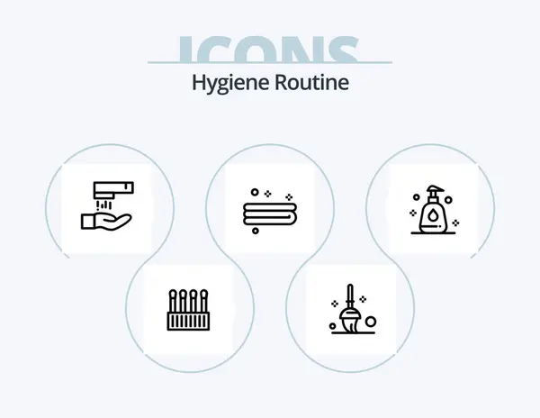Hygiene Routine Line Icon Pack Σχεδίαση Εικονιδίου Καθαρισμός Σπρέι Ρολόι — Διανυσματικό Αρχείο