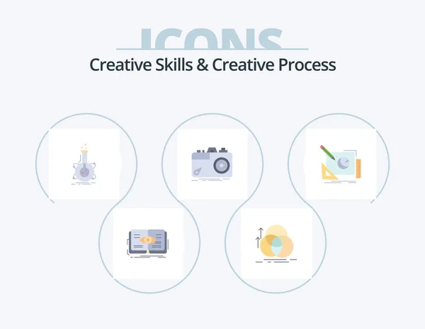 Habilidades Creativas Proceso Creativo Paquete Iconos Planos Diseño Iconos Captura — Vector de stock