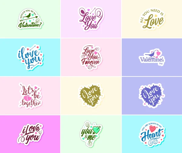 Celebrating Love Valentine Day Stunning Design Stickers — Stock Vector