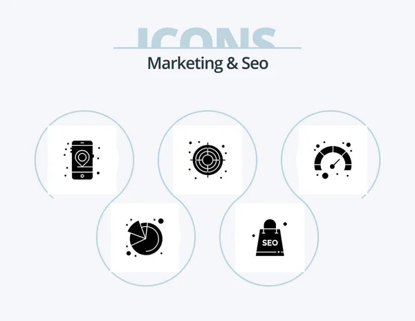 Маркетинг Seo Glyph Icon Pack Icon Design Расположение Page Успех — стоковый вектор