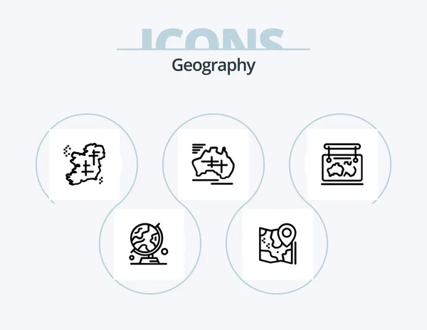 Geo Graphy Line Icon Pack Icon Design Mer Vacances Google — Image vectorielle