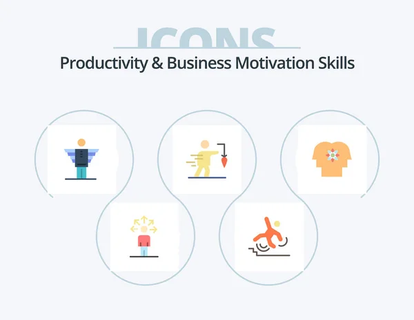 Productivity Business Motivation Skills Flat Icon Pack Icon Design False — Stockvektor