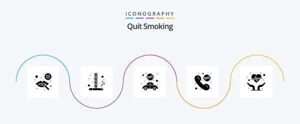 Quit Smoking Glyph Icon Pack Including Healthcare Healthcare Care Transport — Stockvector