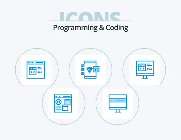 Programming Coding Blue Icon Pack Icon Design Development Error Develop — Image vectorielle