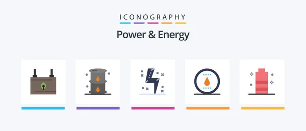 Power Energy Flat Icon Pack Including Power Energy Oil Power — Archivo Imágenes Vectoriales