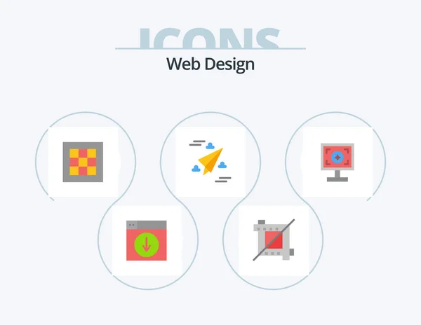 Web Design Flat Icon Pack Icon Design Brand Paper Grid — Stock Vector