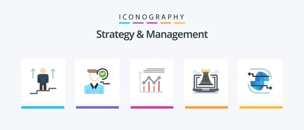 Strategy Management Flat Icon Pack Including Fort Castle User Line — Stock vektor