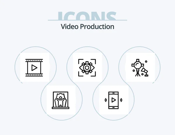 Video Production Line Icon Pack Icon Design Video Film View — 图库矢量图片