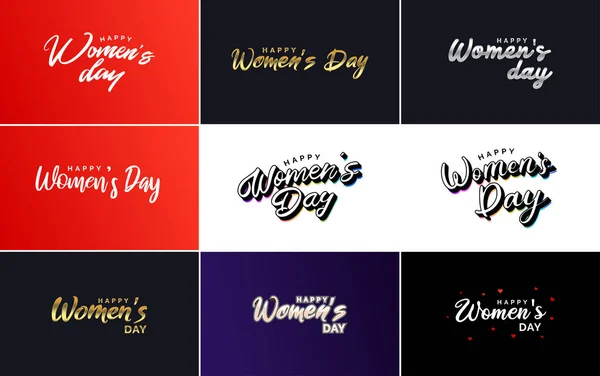 Set Happy International Woman Day Signs Emblems Vector Design Elements — Wektor stockowy