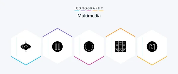 Multimedia Glyph Icon Pack Including Binder Previous — Wektor stockowy