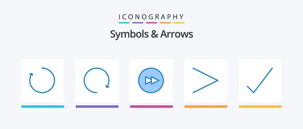 Symbols Arrows Blue Icon Pack Including Right Creative Icons Design — Stockvector