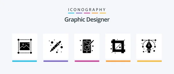 Graphic Designer Glyph Icon Pack Including Design Designing Tool Liquidator — Vetor de Stock