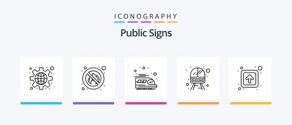 Public Signs Line Icon Pack Including Pharmacy Hospital Parking Religious — Wektor stockowy