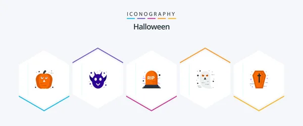 Halloween Flat Icon Pack Including Halloween Sign Halloween Halloween Face — Stock Vector