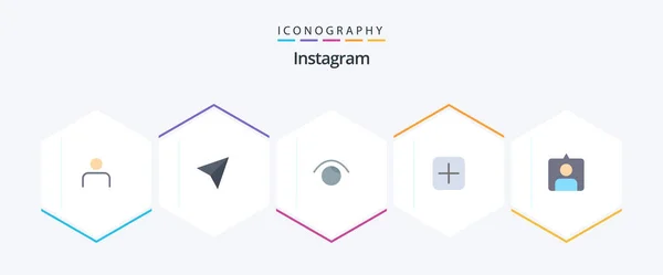 Instagram Płaskie Opakowanie Ikon Zawierające Instagram Załaduj Oko Zestawy Instagram — Wektor stockowy