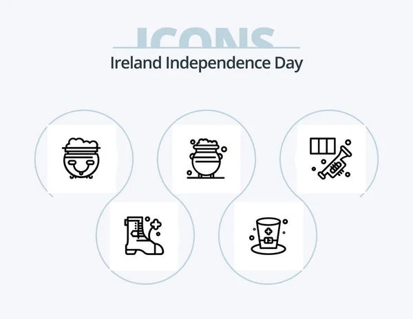 Ireland Independence Day Line Icon Pack Icon Design Patrick Green — Stock Vector