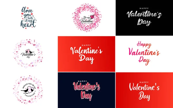 Happy Valentine Day Hand Lettering Calligraphy Text Heart Isolated White — Stockový vektor