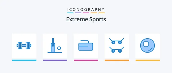 Sport Blue Icon Pack Včetně Sport Obrys Návrh Kreativních Ikon — Stockový vektor