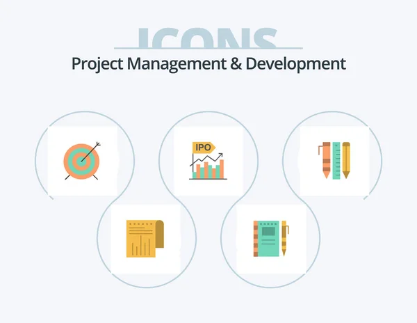 Project Management Development Flat Icon Pack Icon Design Offer Initial — Stok Vektör