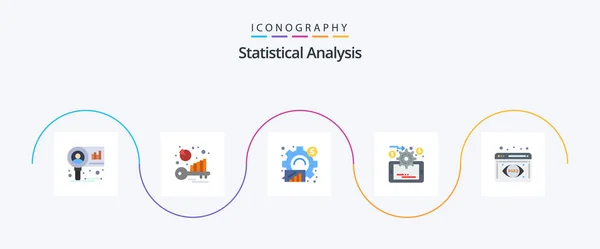 stock vector Statistical Analysis Flat 5 Icon Pack Including data analysis. online evaluation. analysis. data management. statistical