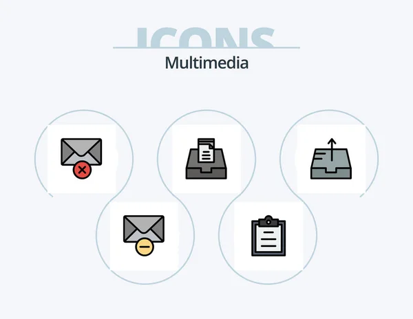 Multimedia Line Filled Icon Pack Icon Design Presentation — Vettoriale Stock