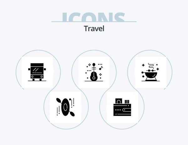 Travel Glyphh Icon Pack Icon Design Еда Регулярно Барбекю Путешествия — стоковый вектор