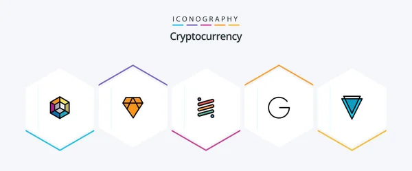 Cryptocurrency Filledline Icon Pack Including Verge Crypto Rise Coin Cryptocurrency — Stock vektor