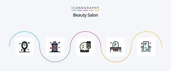Beauty Salon Line Filled Flat 5 Icon Pack Including dresser. bedroom. spray. beauty. makeover