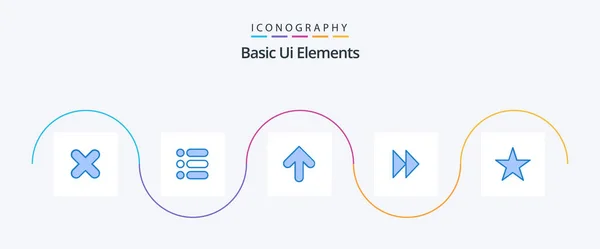 Basic Elements Blue Icon Pack Including Star Video Arrow Media — 图库矢量图片