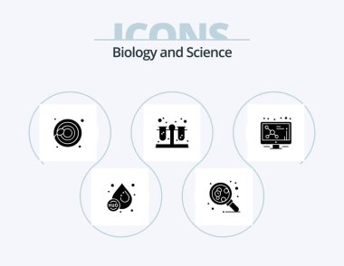 Biology Glyph Icon Pack 5 Icon Design. molecule. dna. cells. atom. test