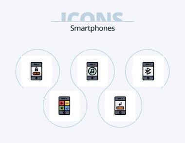 Smartphones Line Filled Icon Pack 5 Icon Design. communications. video. notification. smartphone. call