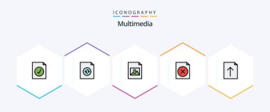 Multimedia 25 FilledLine icon pack including . . image. upload. document
