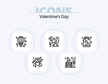 Valentines Day Line Icon Pack 5 Icon Design. date. love. extension. glass. anniversary
