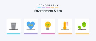 Environment And Eco Flat 5 Icon Pack Including earth. environment. eco. energy. eco. Creative Icons Design