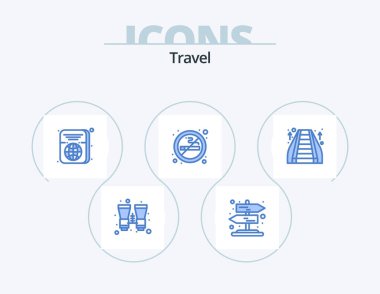 Travel Blue Icon Pack 5 Icon Design. staircase. escalator. ticket. air. sign