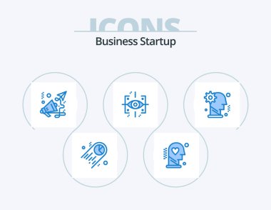 Business Startup Blue Icon Pack 5 Icon Design. brain. future. wellness. engineering. speaker