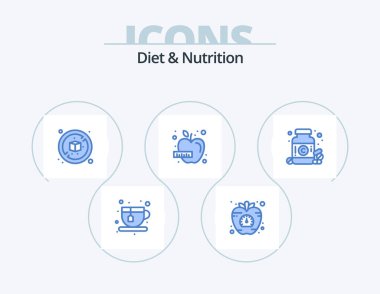 Diet And Nutrition Blue Icon Pack 5 Icon Design. medicine. diet. no. vegetable. diet