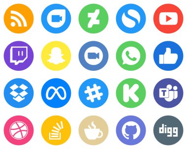 Flat Circle White Icon Pack meta. facebook. snapchat and like 20 Professional Icons