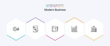 Modern Business 25 Line icon pack including notepad. business. analytics. workbook. paper
