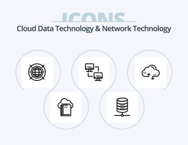 Cloud Data Technology And Network Technology Line Icon Pack 5 Icon Design. louck . monitor. computing. keyboard . share