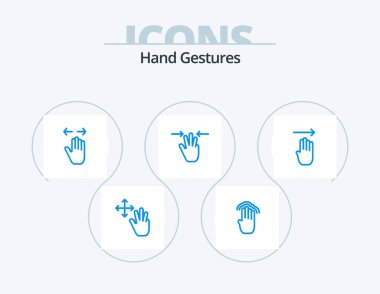 Hand Gestures Blue Icon Pack 5 Icon Design. three fingers. hand. multiple tap. gestures. right