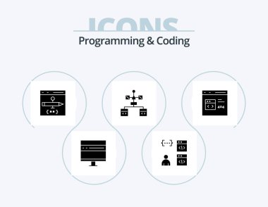 Programming And Coding Glyph Icon Pack 5 Icon Design. . develop.