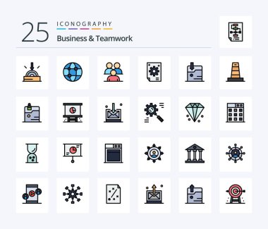 Business And Teamwork 25 Line Filled icon pack including corporate. business. technology. human. corporate