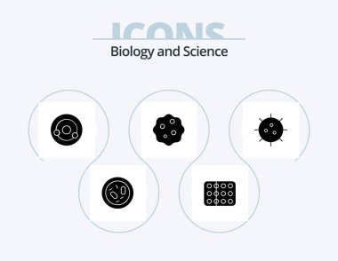 Biology Glyph Icon Pack 5 Icon Design. zoom. biology. medicine. bacterium. chemistry