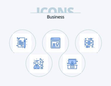 Business Blue Icon Pack 5 Icon Design. money. business. contract. flow. discussion