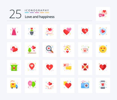 Love 25 Flat Color icon pack including heart. love hearts. gesture. love. emojis