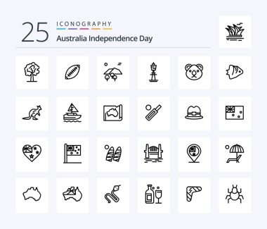 Australia Independence Day 25 Line icon pack including sydney. australian. sport. australia. tree